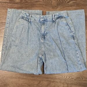 ❤️ GAP HIGH RISE PLEATED WIDE LEG CROP JEANS, LINEN COTTON BLEND, 8 (29)